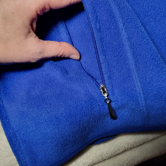 Women's Blue Full Zip Fleece Jacket With Stand-Up Collar - Picture 6 of 10